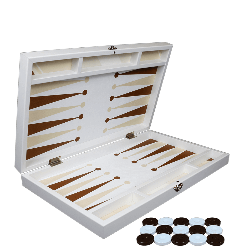 TREND BROWN LEATHER BACKGAMMON SET
